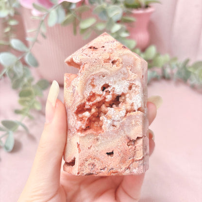 Pink Lace Agate Domino Tower