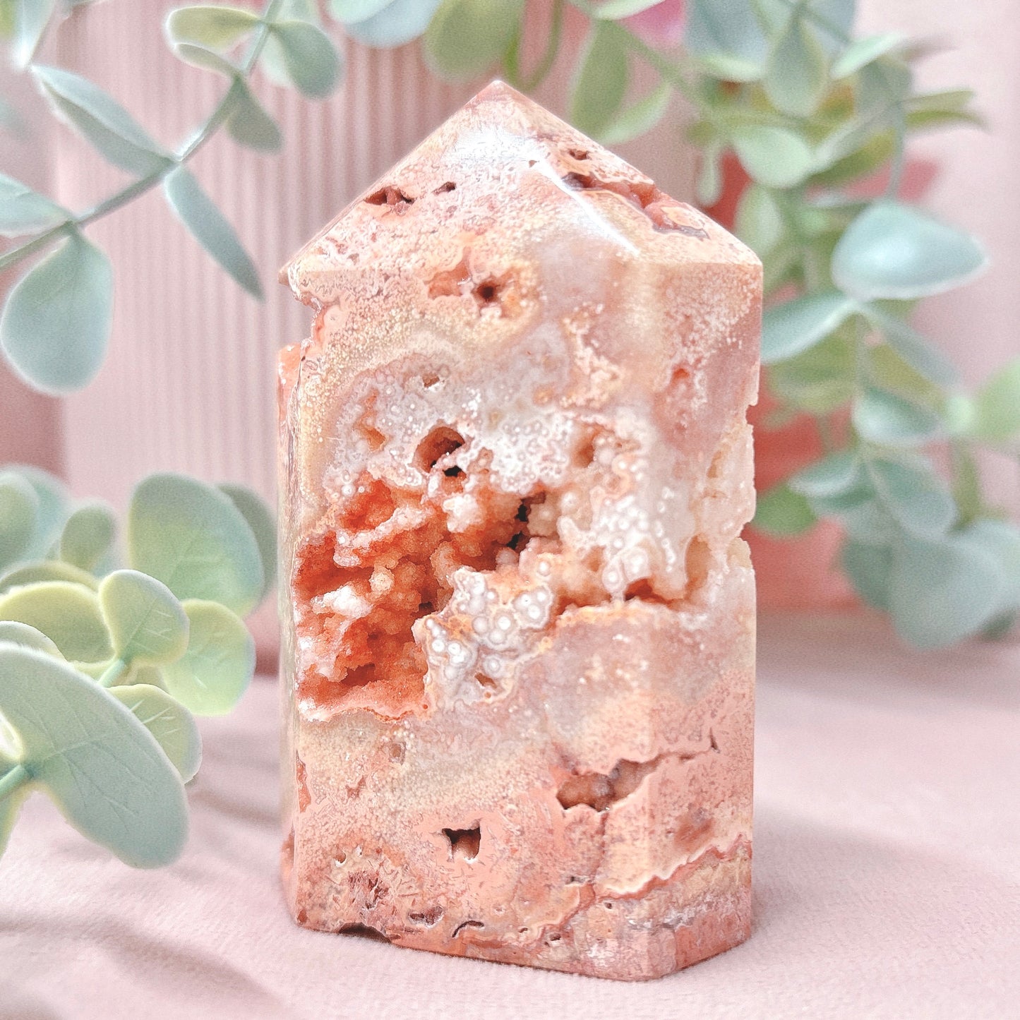 Pink Lace Agate Domino Tower