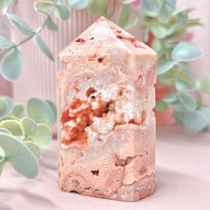 Pink Lace Agate Domino Tower