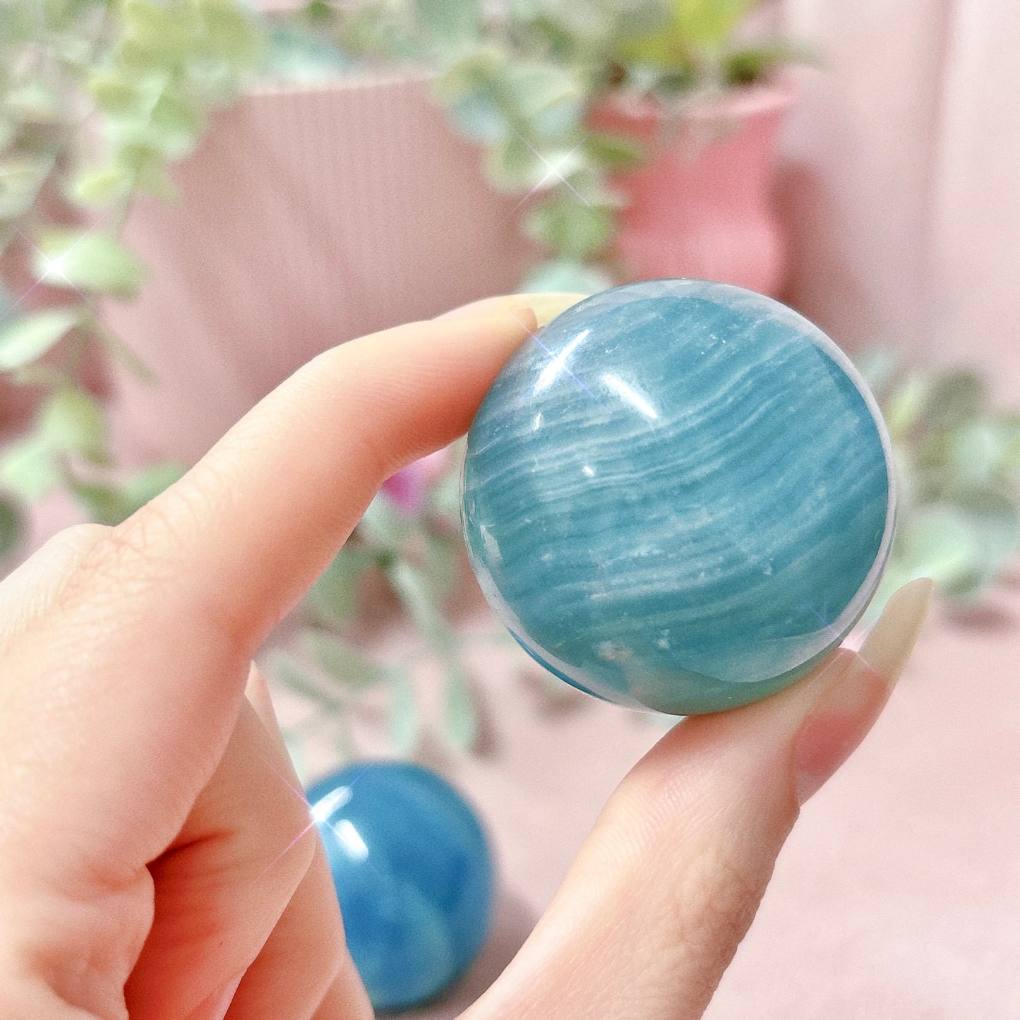 Lemurian Aquatine Calcite (Blue Onyx) Sphere