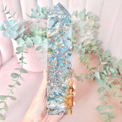 Moss Agate (colourful) Tower