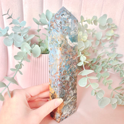 Moss Agate (colourful) Tower