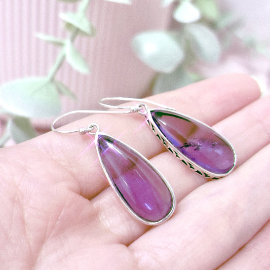 Amethyst 925 Sterling Silver Teardrop Earrings