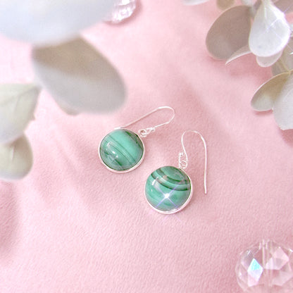 Malachite 925 Sterling Silver Circle Earrings