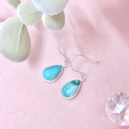 Turquoise (India) 925 Sterling Silver Teardrop Earrings