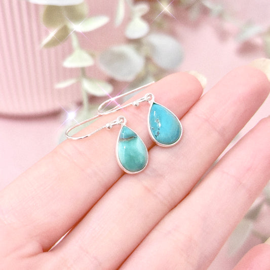 Turquoise (India) 925 Sterling Silver Teardrop Earrings