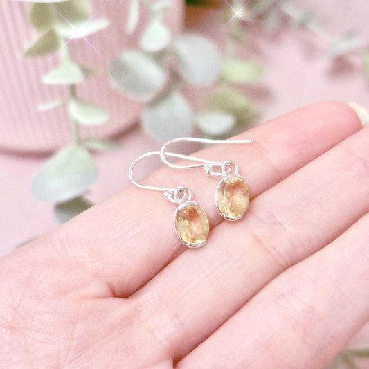 Citrine 925 Sterling Silver Oval Earrings