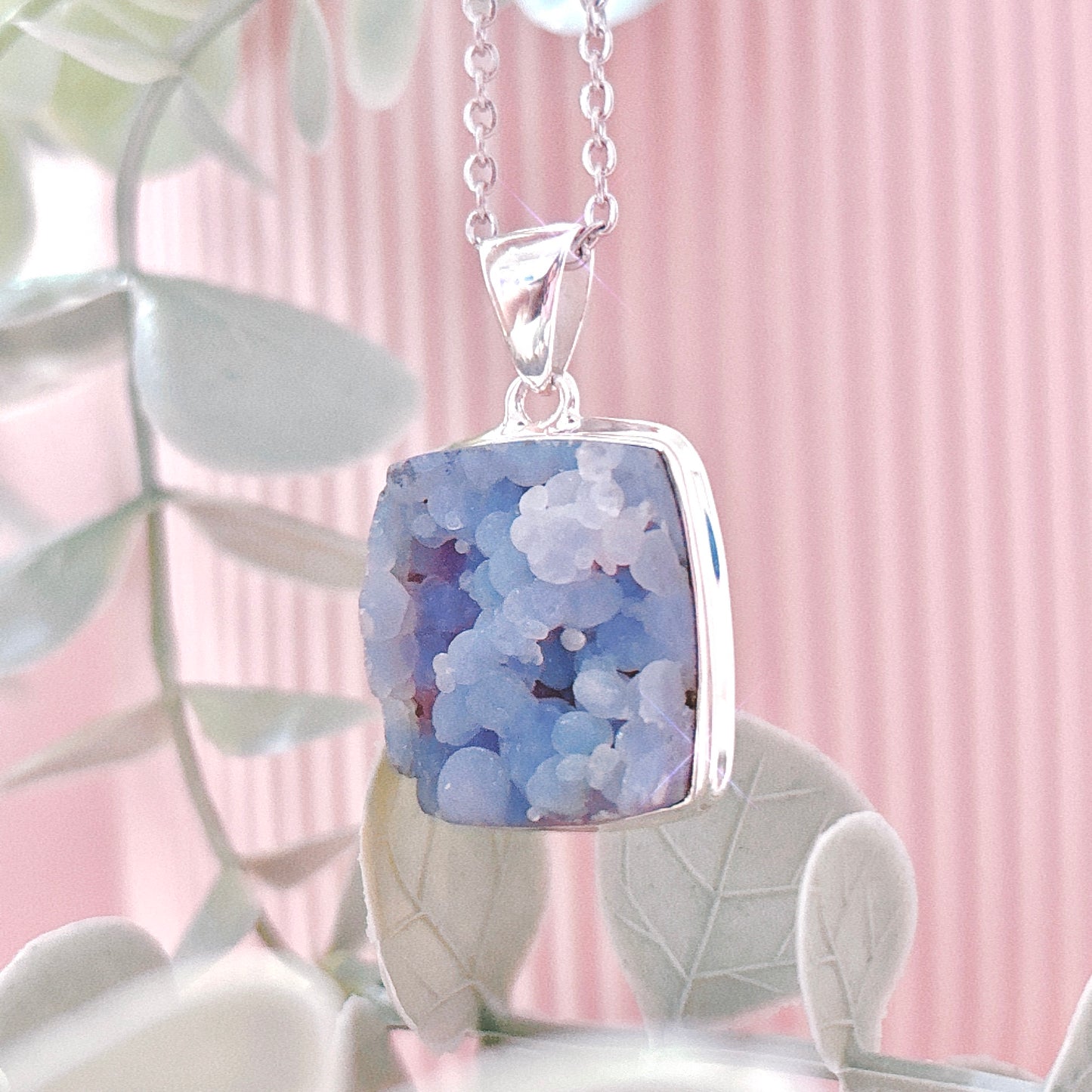 Grape Agate Raw 925 Sterling Silver Pendant