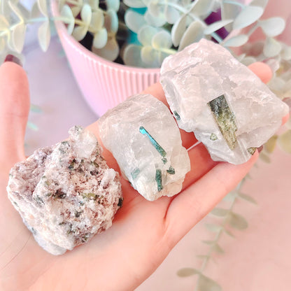 Green Tourmaline in Quartz Natural