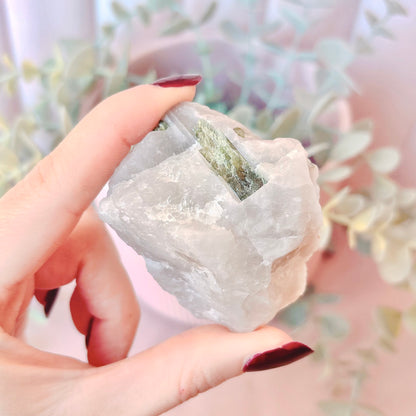 Green Tourmaline in Quartz Natural
