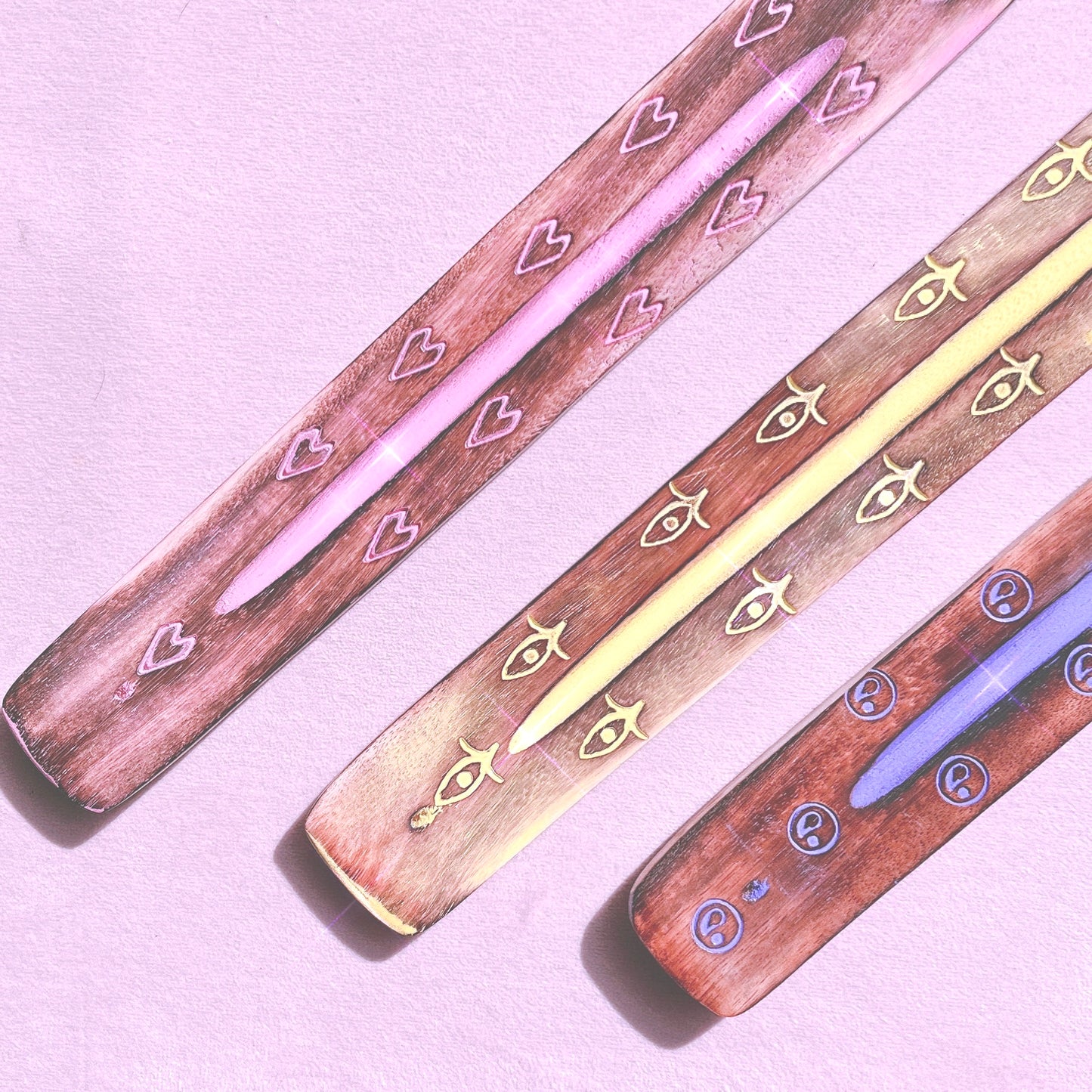 Coloured Wooden Incense Holder 25cm