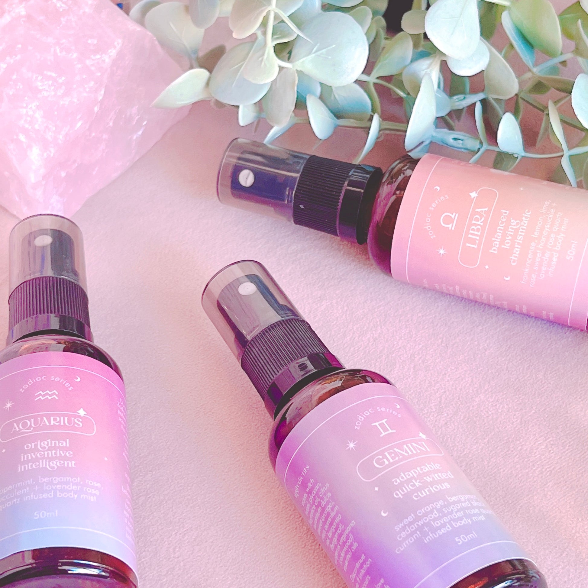 Aquarius, libra and gemini body mists